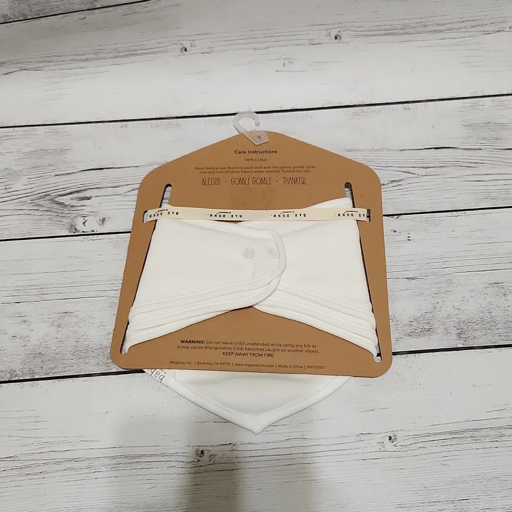 Brand New Rae Dunn Baby Bibs. Set of 3, Blesses, Gobble Gobble and Thankful